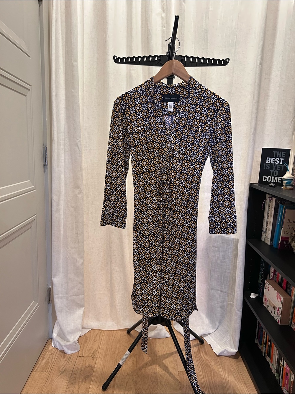 Alexis Floral Wrap Dress in Black and Mustard